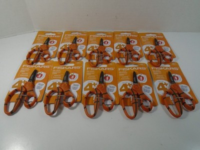 LOT OF 10--ORANGE & BLACK FISKARS KIDS SCISSORS (NEW) AGE 4+