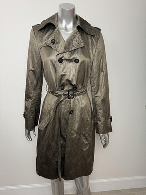 Max Mara Marella Trench Coat Womens 6 Oil Green Belted Double Breasted Italy
