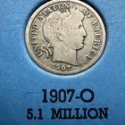 1907 O Barber Liberty Dime 5 Million Mintage