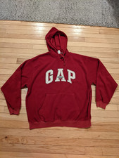 Vtg Gap Hoodie Mens L Red Spell Out Pullover Sweater Hooded Sweatshirt. 90s