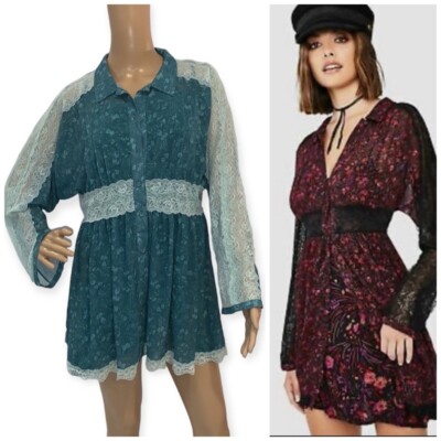 free people sheer romance dress Free People Sheer Romance Mini Dress in Black Combo