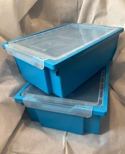 Lot of 2 Gratnell Tray with lid School storage Science experiment Organizing 