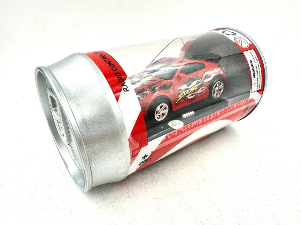 Mini RC Soda Can Race Radio Control Racing Series Toy Car 27MHz Red Black Flames - Image 4 of 4