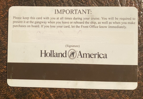 Holland America Cruises Vintage MS Zaandam Room Key (2001) - Foto 2 di 2