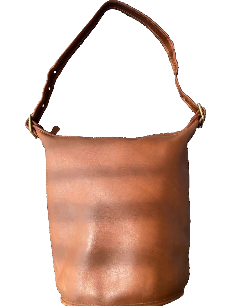 Old Coach Shoulder Bag Bucket Shape Camel 9085 Excellent 2405M*