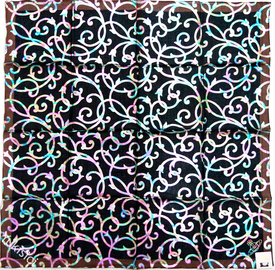 Vivienne Westwood Bufanda Lámina Arco Iris Orbe Patrón Vintage + Envoltura de Regalo Negra 53 cm Foto 2 de 4