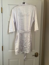 White Silky Bride Robe, Brand New, Rhinestones, Small/Med