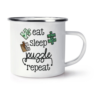 Eat Sleep Puzzle Repeat Emaille Becher Tasse Lustig Puzzle Mama Muttertag