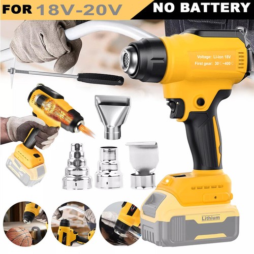 Cordless Heat Gun For Dewalt 20 Volt Battery Soldering Hot Air Gun w/ 4
