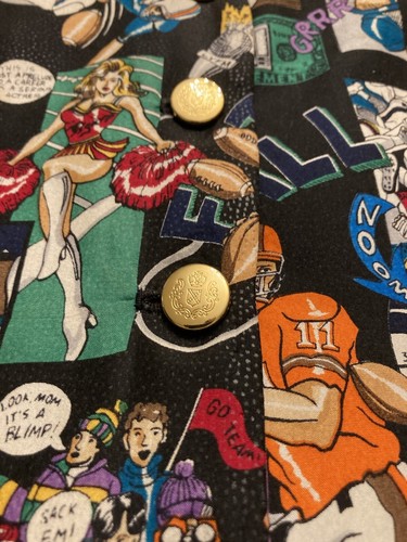 Vintage Custom Made 70s Comic Strip Fabric Novelty Football Sports Vest Sz Small - Picture 6 of 22