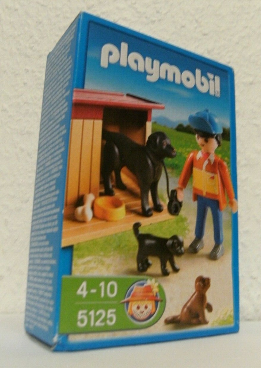 Playmobil Hofhund mit Welpen 5125 von 2010 Neu & OVP Bauernhof Hunde Hundehütte