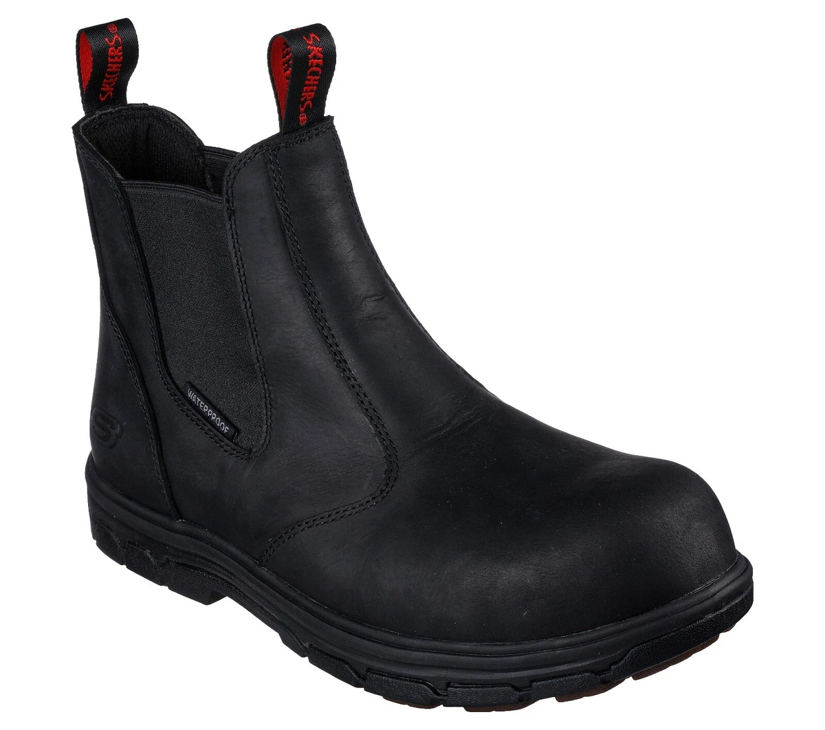 Men s SKECHERS Work Vicksburk Sorrin Leather Boot 200164 BLK