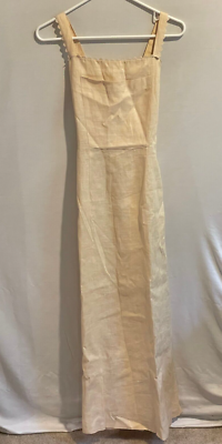 Elizabeth Wayman NY Linen Dress Yellow Zipper Back Ric Rak Trim Cross Straps