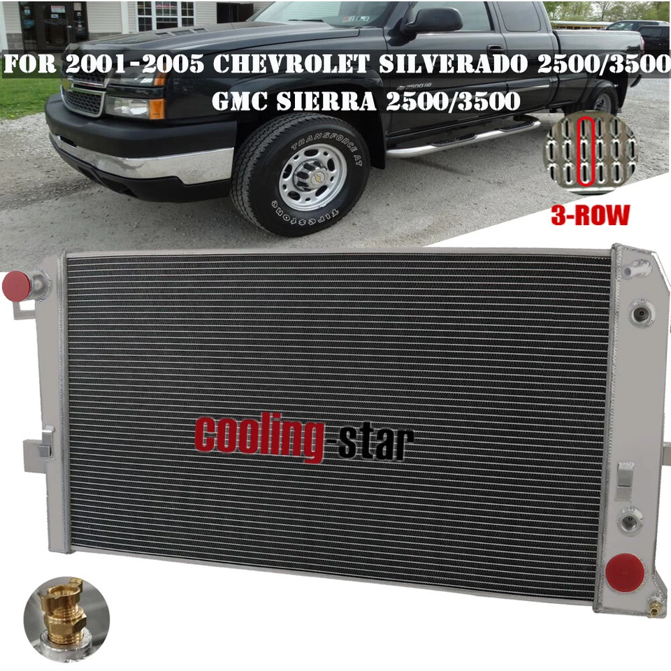 3-Row Radiator fits 2001-2005 Chevy Silverado 3500HD 2500HD 6.6L Duramax LLY LB7 Foto 2 de 4
