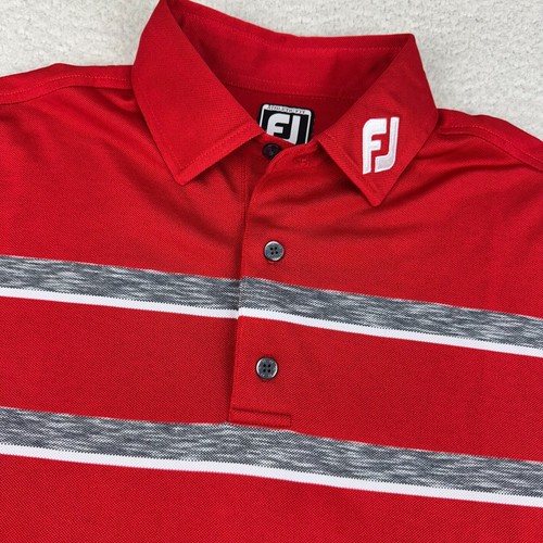 Footjoy Tour Kragen Golf Polo Herren Medium sportliche Passform Kurzarm gestreift rot