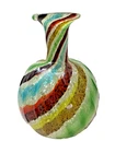 Rare Vintage Murano Striped Multi-Color Blown Glass Vase Italy Vetro Artistico