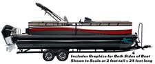 Red White Grey Swirl Graphic Wrap Kit Decal Bass Fishing Boat Vinyl Pontoon US