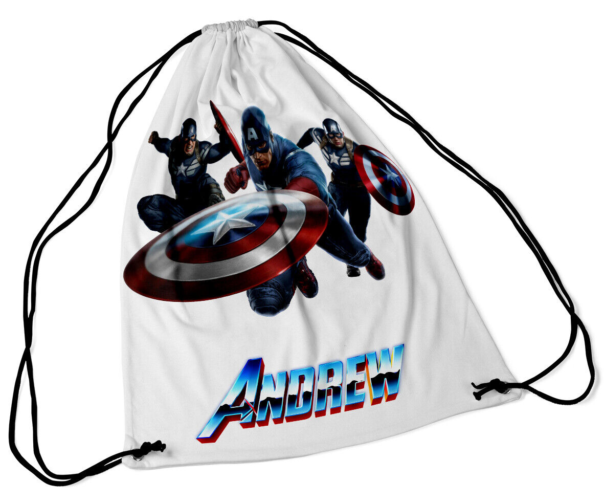 Personalised Drawstring Bag Any Name Avengers Swimming School Nu