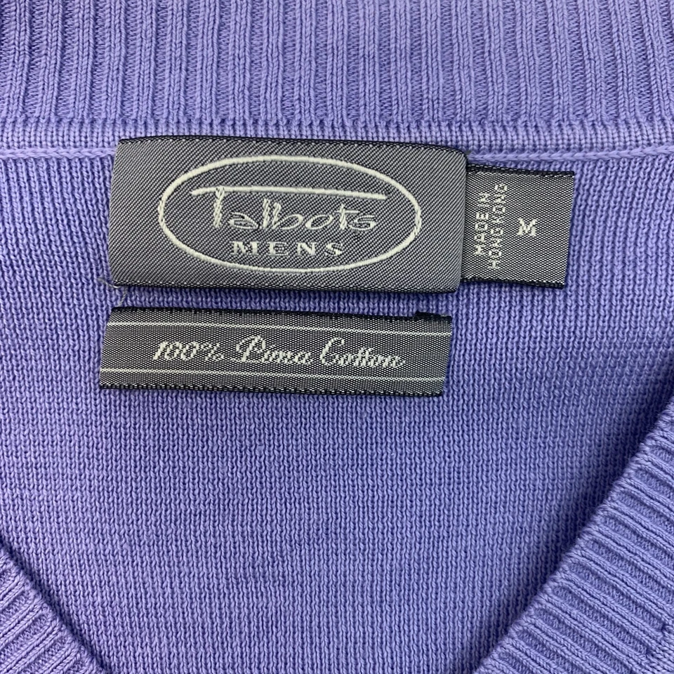 Talbots Sweater Mens M Medium Amethyst V Neck Pima Cotton Pullover Long Sleeve - Image 4 of 4