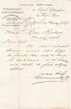 D. MacWatty & Co SteamShip & Ins. L/Pool 1889 Small Steamer Letter Wantd Rf35909