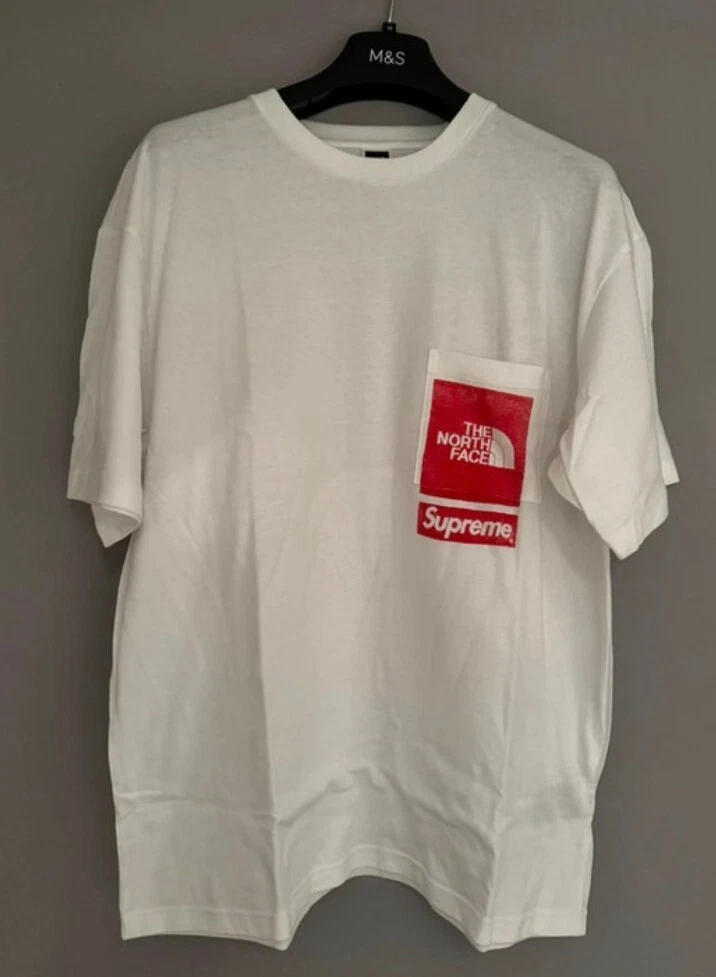 SS23 Supreme The North Face Printed Pocket Tee White T shirt Medium TNF Box Logo