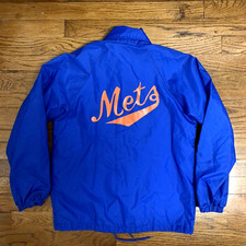 Vtg New York Mets Youth Jacket Spell Out Script USA Lined Baseball Kids Sz 14-16