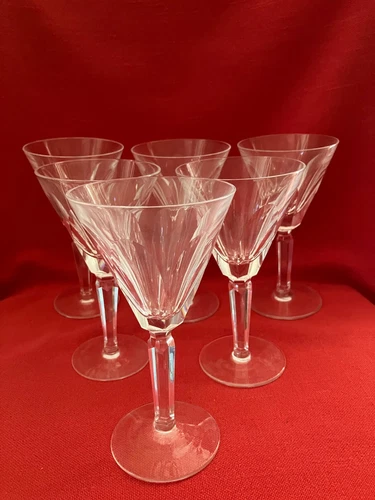 Vintage Waterford Shelia lead crystal facet cut wine glasses, set of 6