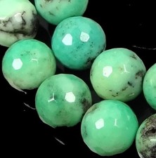 10mm Natural Green Chrysoprase Faceted Round Beads 19 pcs