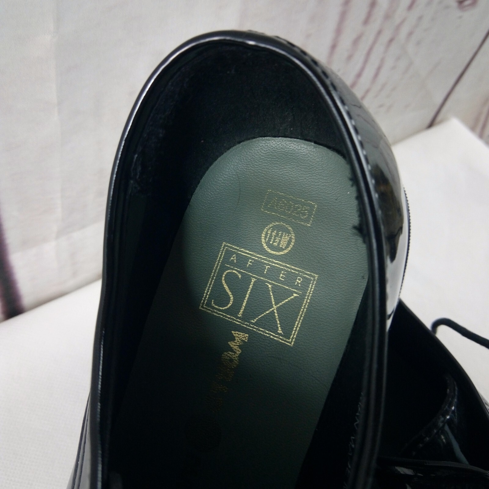 SAOLA Scarpe eleganti da uomo After Six World Party nere in pelle verniciata taglia 11 5W