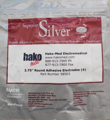 Superior Silver 2.75'' Round Adhesive Electrodes (4)