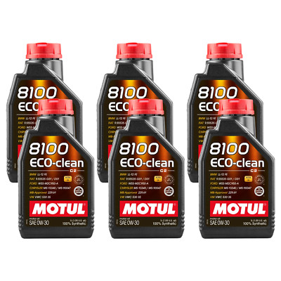 6 Liters Engine Oil Motul 8100 Eco-Clean 0W30 C2 BMW Fiat 100% Synthetic API SP