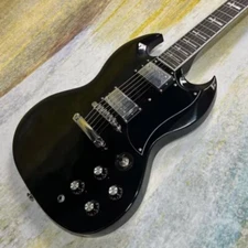 Electric guitar SG black with cross inlay Bone nut SS frets large pots