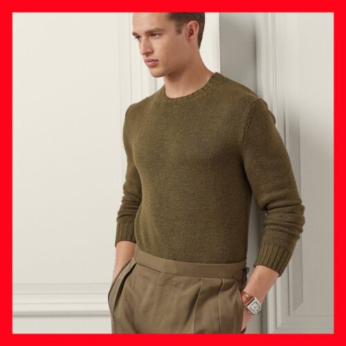 $995 Polo Ralph Lauren Purple Label Green Silk Linen Sweater Men's Size XL