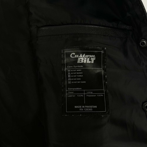 Custom Bilt Button Down Black Leather V Neck Motorcycle Biker Vest Top Mens XL - Picture 2 of 4