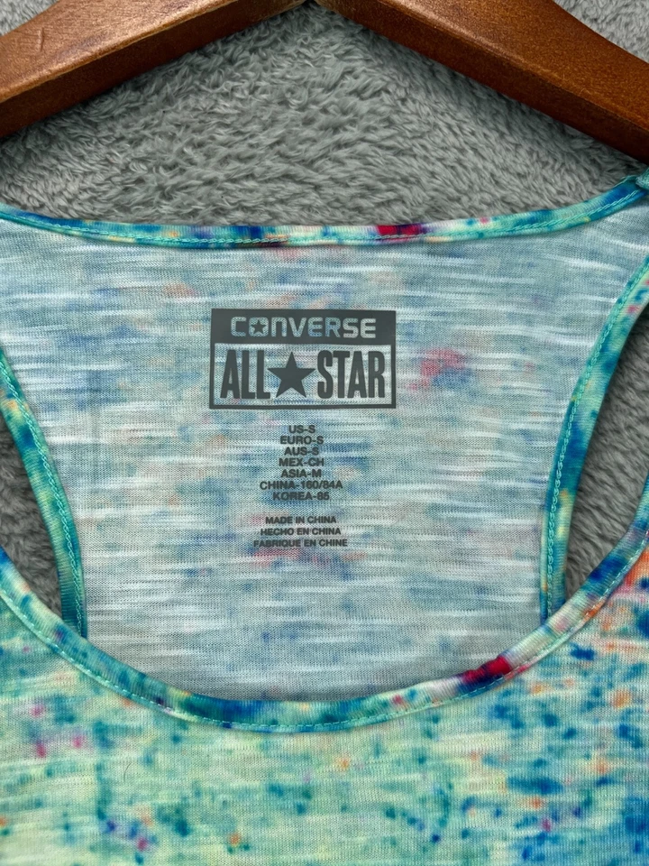Camiseta sin mangas Converse All Star para mujer pequeña azul acuarela manga trasera deportiva Foto 3 de 4