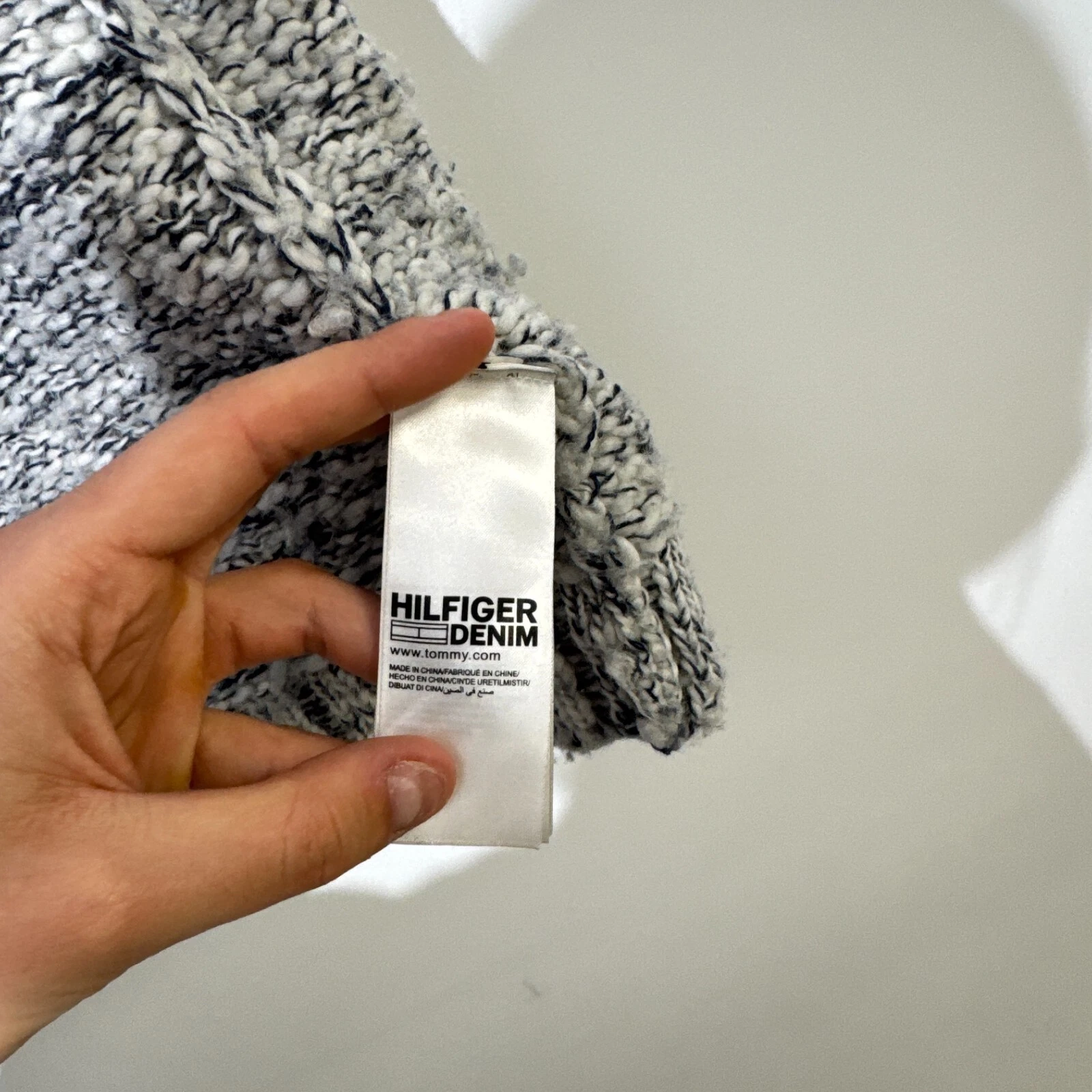 GUCCI Maglione donna vintage Tommy Hilfiger bianco grigio lana taglia S vestibilità regolare