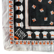 Farm Days Bandana Handkerchief Orange Black Tractors FRAM 21x21"