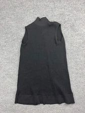 W by Worth Sweater Vest Women's Small Black Ribbed Mock Neck Long Dress