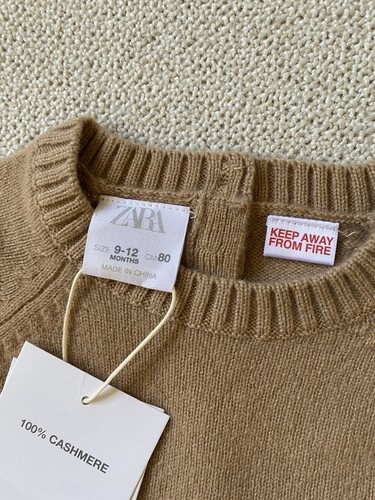 Nuevo Zara Baby 100% Cachemira Topo Marrón Camello Bronceado Pulóver Suéter Top 9-12M - Imagen 4 de 8