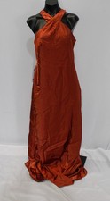Azazie Women's Doretta Mermaid Bow Metallic Satin Dress LB3 Terracotta Size 8