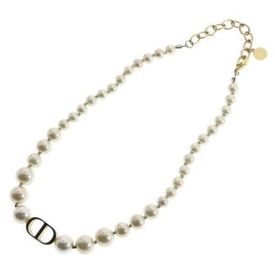Christian Dior Pearl Necklace 30 MONTAIGNE Choker Gold NoBox Used