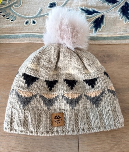 Turtle Fur Women's Knit Beanie with Faux Fur Pom Pom