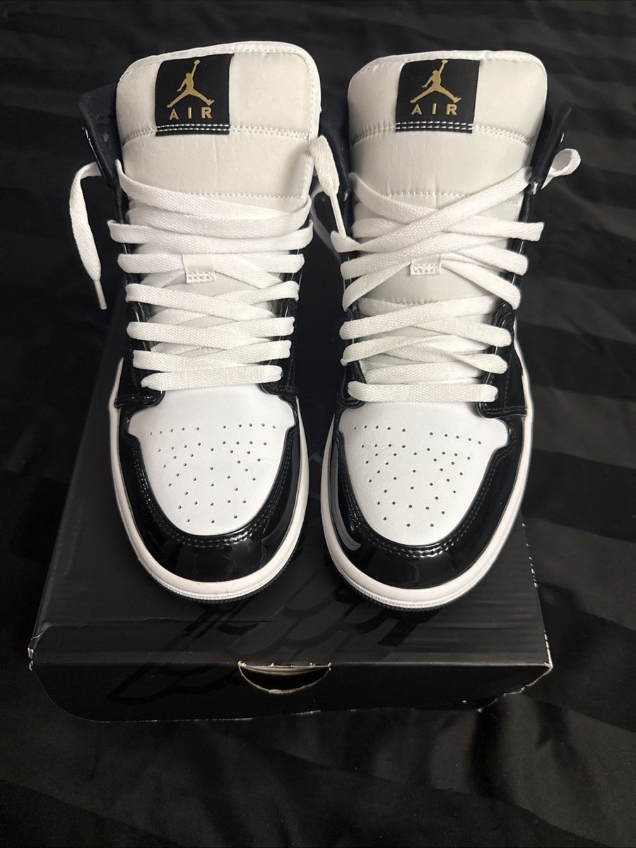 Size 9.5 - Jordan 1 Mid SE Patent Black Gold 192500794319| eBay