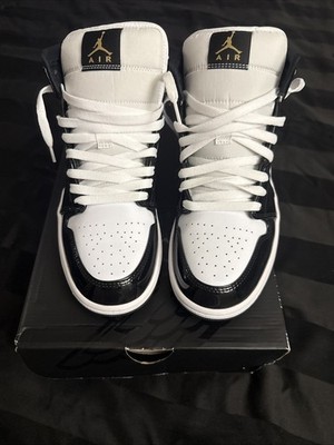 Size 9.5 - Jordan 1 Mid SE Patent Black Gold 192500794319| eBay