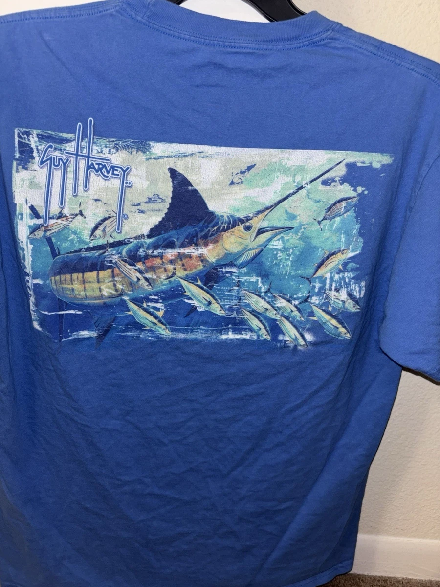 T-shirt Homme Guy Harvey XXL – Pêche Au Charbon, Manches Longues, Gris, Imprimé Bluewater