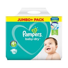 Pampers Baby Dry Size 4+ Nappies 76 Nappies Size 4+ Baby Diapers 0.29 per nappy