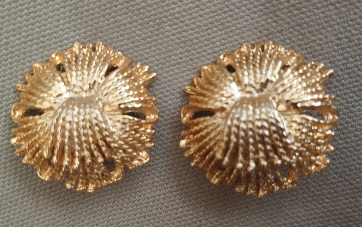 Boucles D'oreilles Vintage Monet – En Alliage Et émail – Fermoir Clips – Occasion à Restaurer Ou à Porter