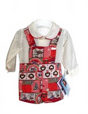 Sonata Baby Boys Christmas Outfit 3 Months Dungaree Set Red Festive Cute