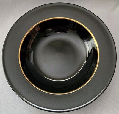 SET OF 4 MIKASA GALLERIA MATRIX BLACK RIMMED SOUP CEREAL BOWLS 9 3/8''