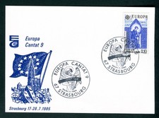 1985 France Music Stamp on Europa Cantat 9 postmark card. Choral, Harp
